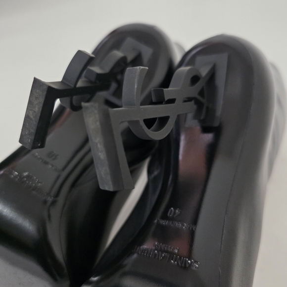 Saint Laurent Opyum Black Calfskin Ankle Boots Gold Heel Women’s Size 40 - Picture 8 of 14